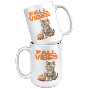 Fall Vibes Kitten 15 oz White Mug