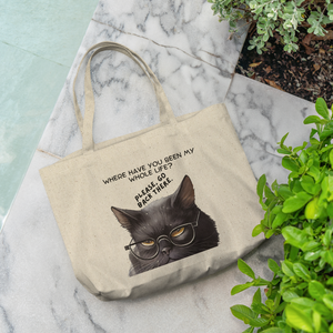 Where Have You Been? Funny Cat Tote Bag