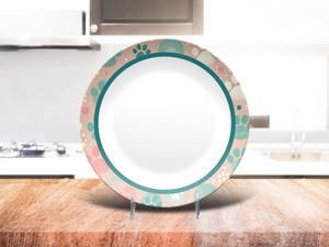 Teal Paw Print 10" Dinner Plate