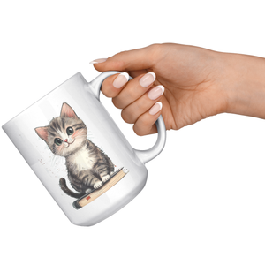 Bookish Kitten 15 oz White Mug