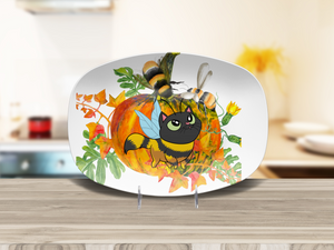 Buzzing into Fall with a Bee Cat Platter With Or Without Stand