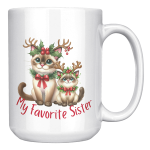 cat with reindeer antlers and quote my favorite sister