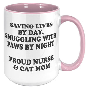 Saving Lives By Day Accent Mug - Crazy About Coffee And Cats