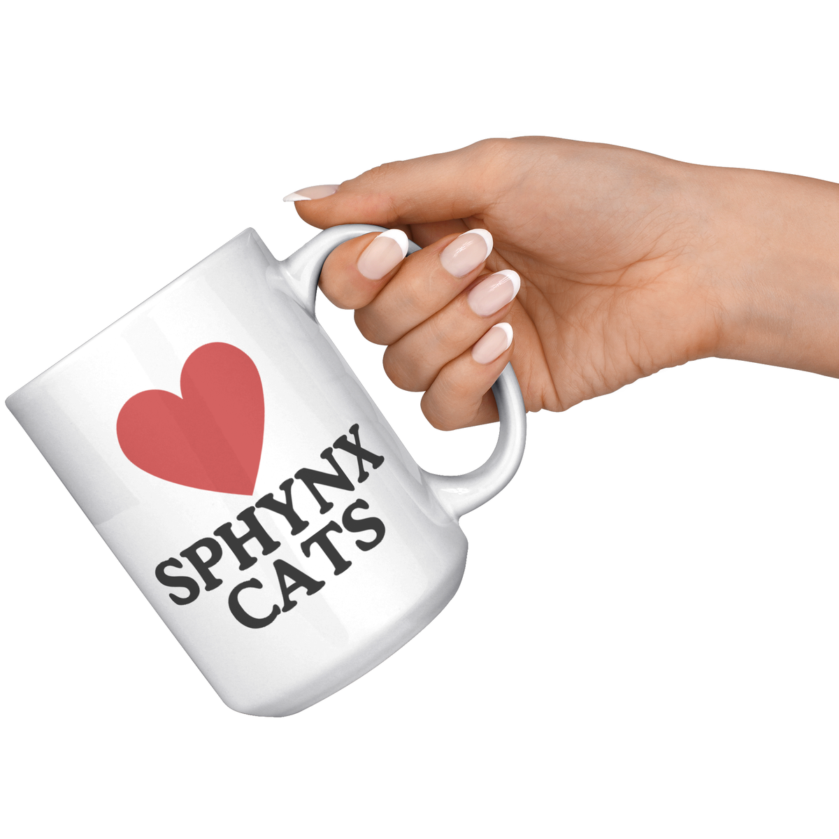 Love Sphynx Cats - Heart Design 15 oz White Mug