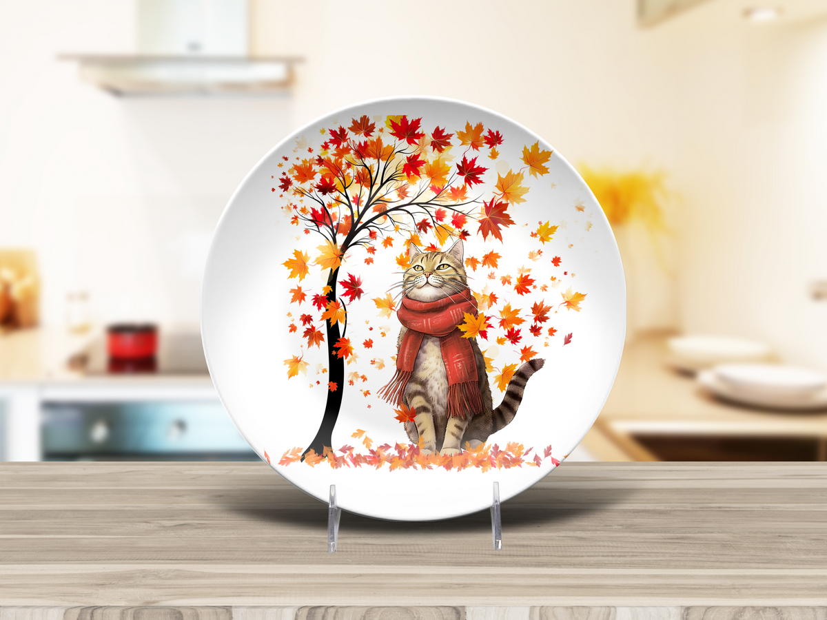 Autumn Leaves 10" Cat Plate
