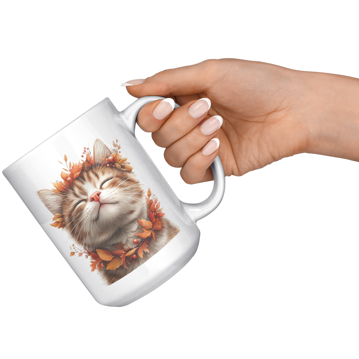 Autumn Cat Bliss 15 oz White Mug