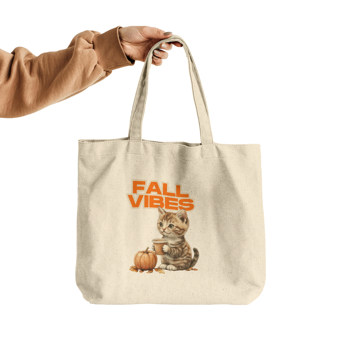 Fall Vibes Kitten Recycled Cotton Tote Bag