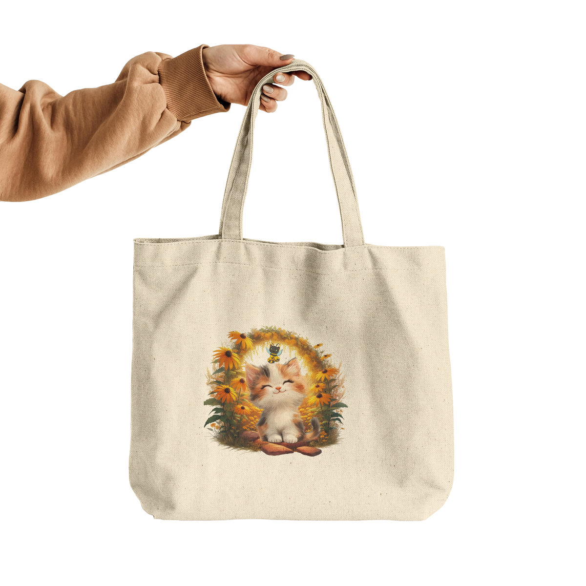 🌞 Smiling Kitten Sunshine Tote