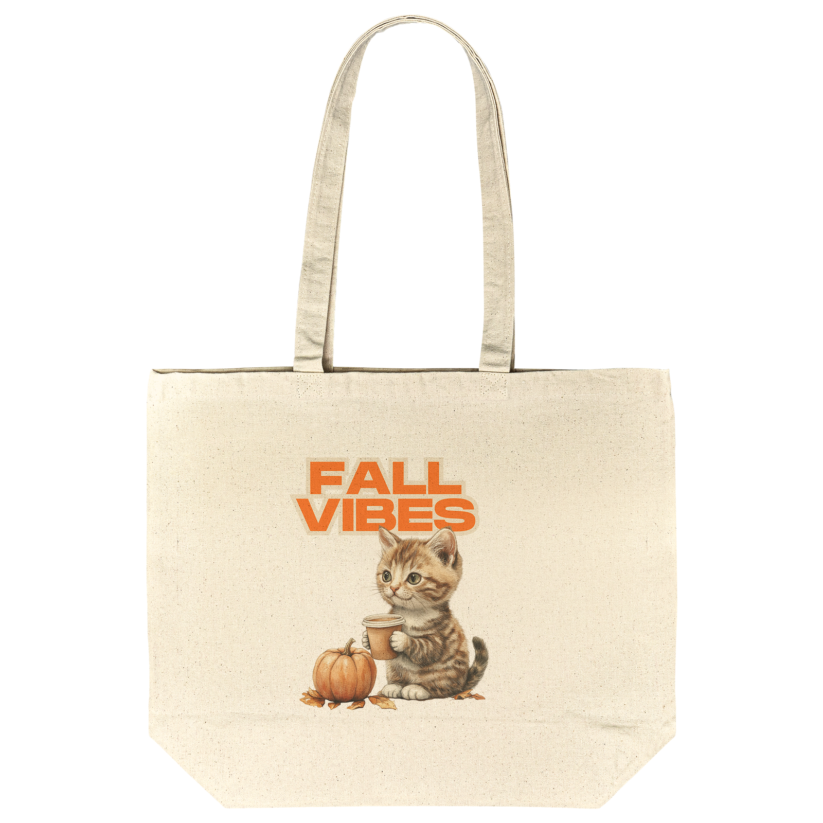 Fall Vibes Kitten Recycled Cotton Tote Bag