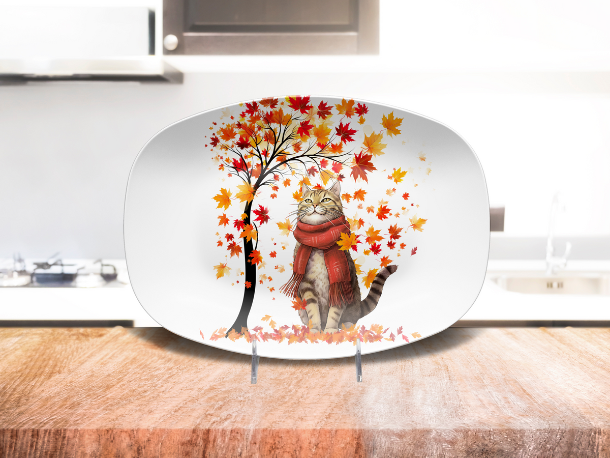 Autumn Leaves 10 x 14 Cat Platter