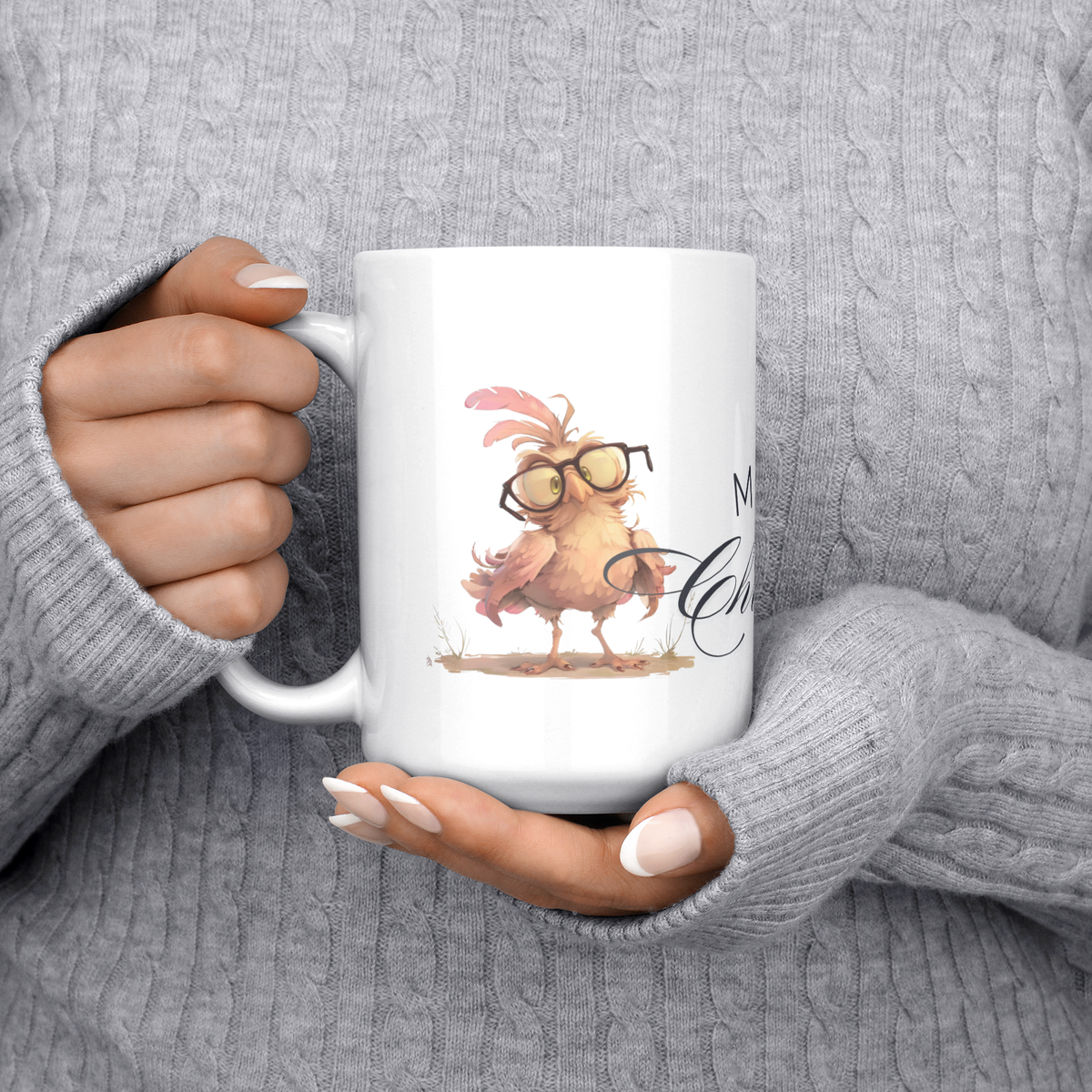 Merry Christmas Crazy Bird & Tree 15oz White Mug