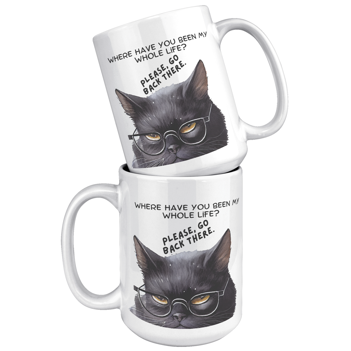 Funny Cranky Black Kitty 15oz White Mug