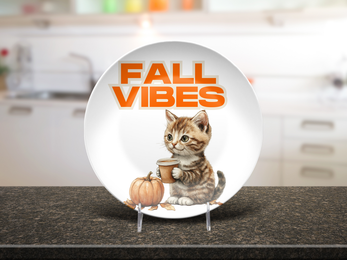 Fall Vibes Kitten 10" Plate