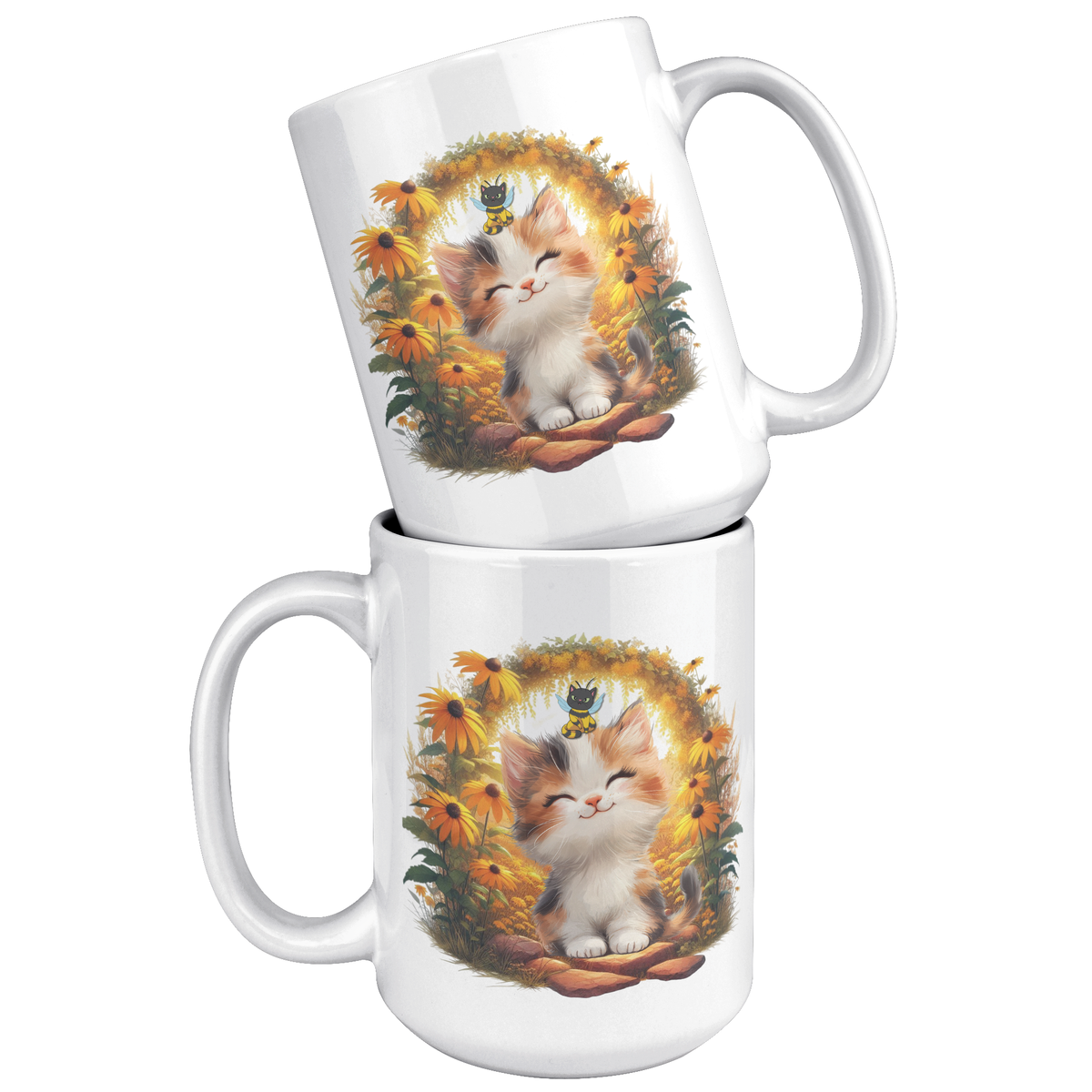 🌻 Sunshine Smiles Kitten Mug (15 oz)