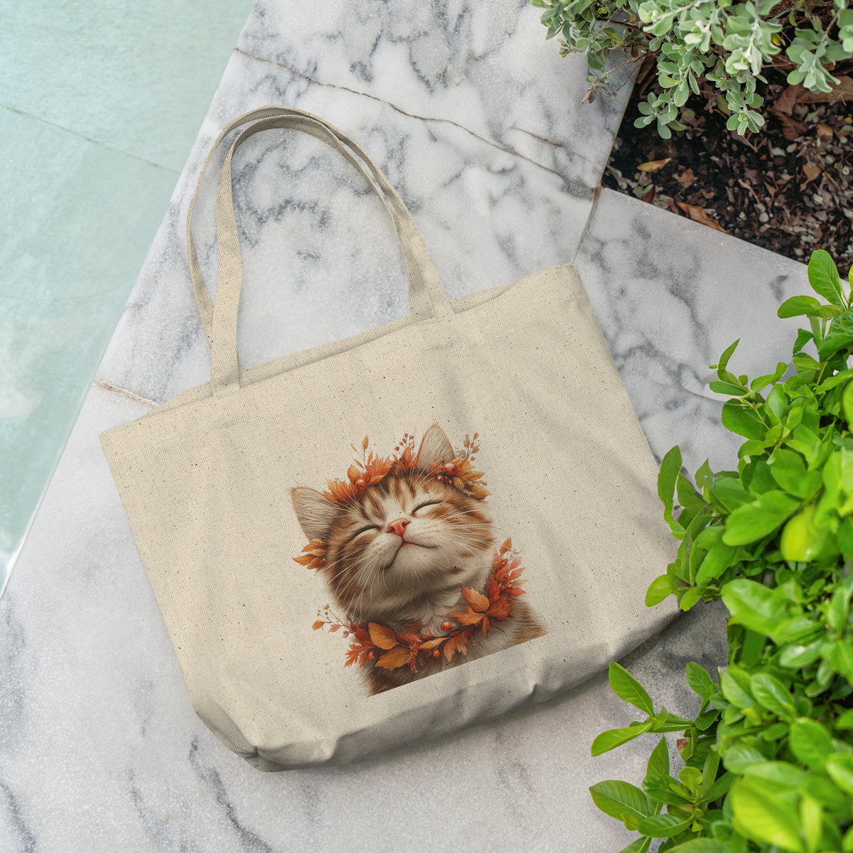 Autumn Cat Bliss Cotton Tote Bag