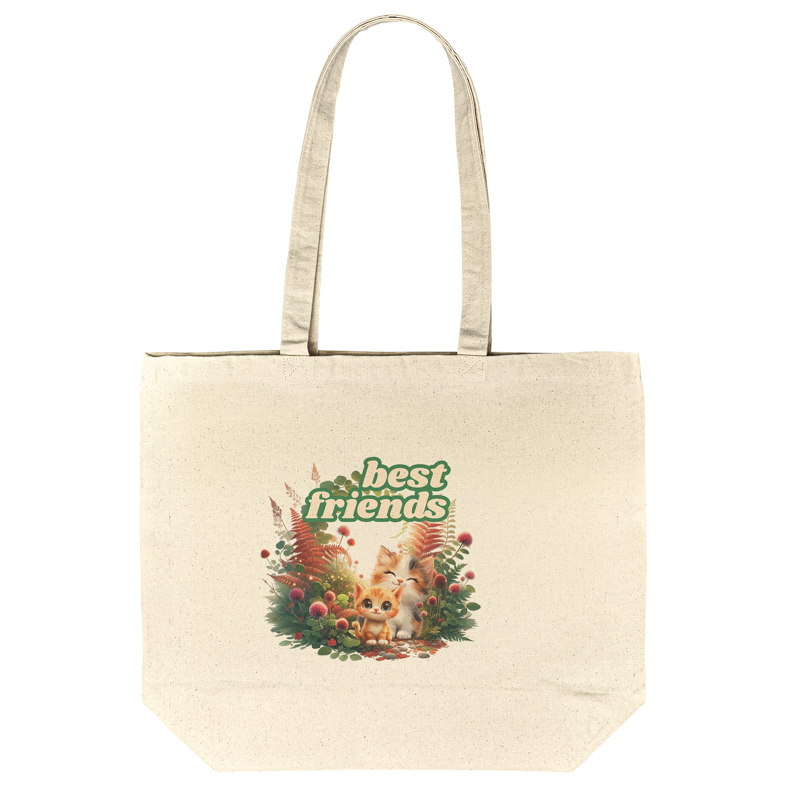 Cat Best Friends Gusseted Cotton Tote Bag