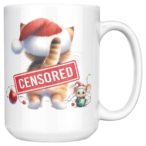 Funny Christmas Cat & Mouse 15oz White Mug