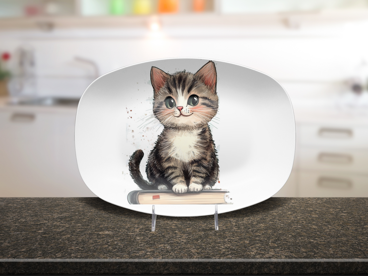 Bookish Kitten 10 x 14 Platter