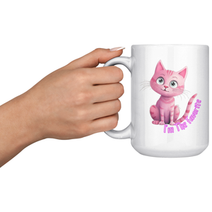 Adorable Pink Cat 'I'm the Favorite" 15 Oz White Mug