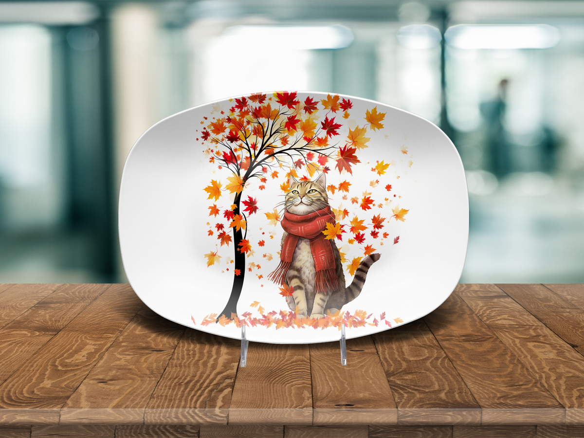 Autumn Leaves 10 x 14 Cat Platter