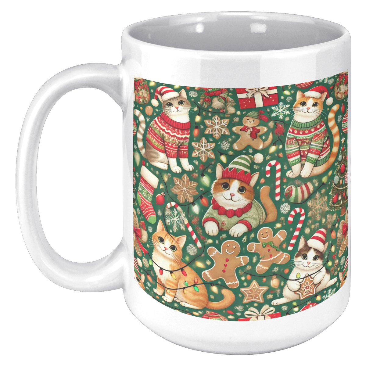 Cozy Cats Christmas Mug: Holiday Sweaters, Gingerbread, and Festive Fun