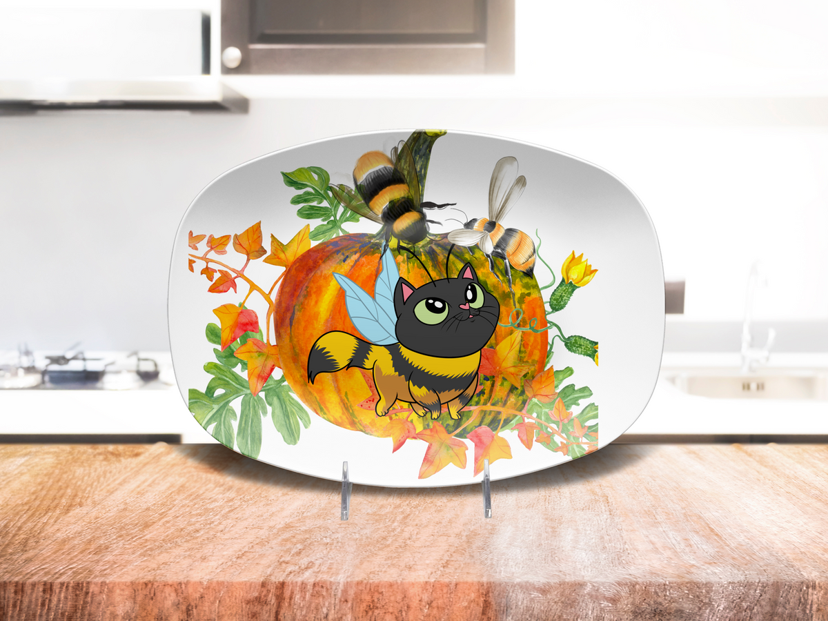 Buzzing into Fall with a Bee Cat Platter With Or Without Stand