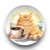 Orange cat with coffee cup dinner plate