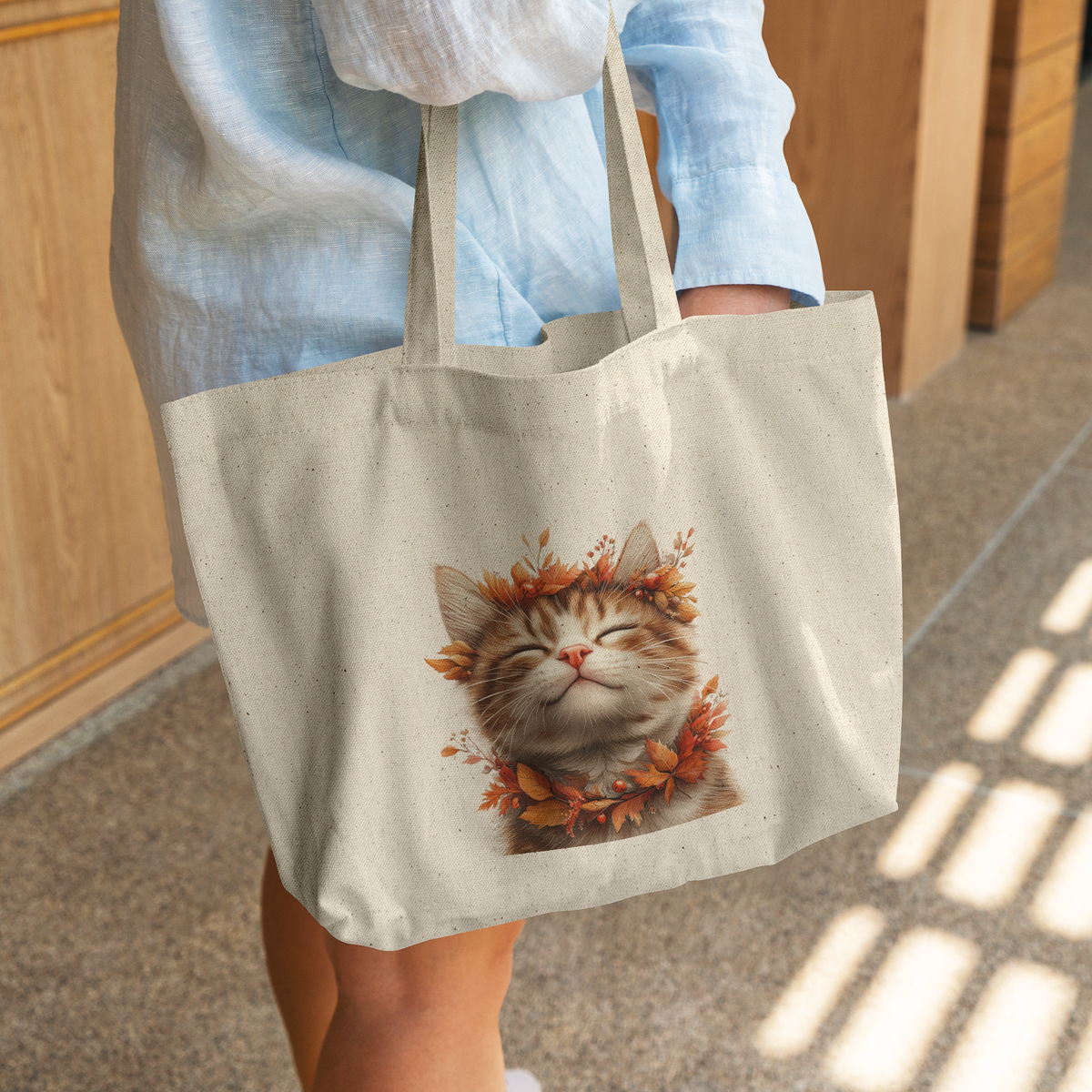Autumn Cat Bliss Cotton Tote Bag