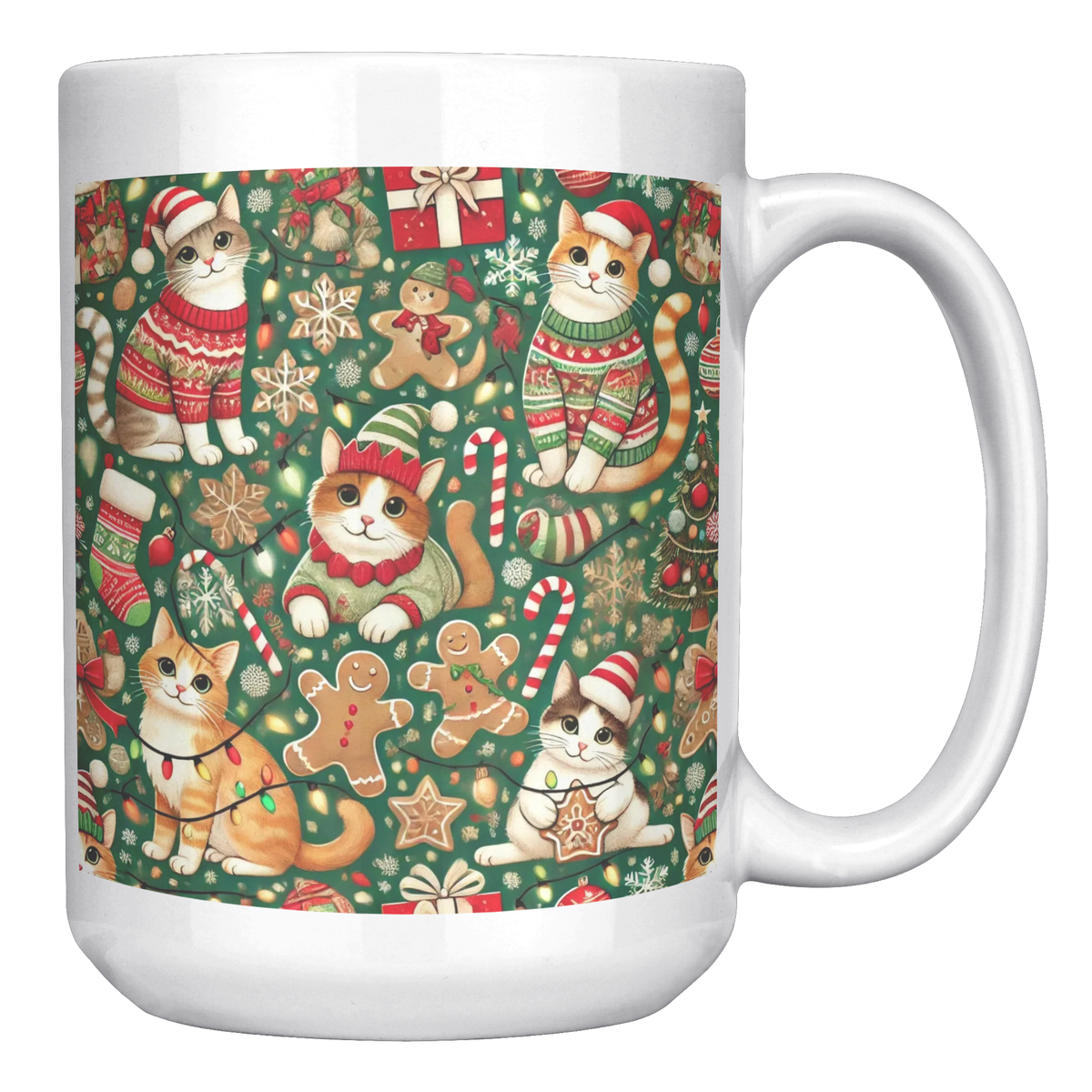 Cozy Cats Christmas Mug: Holiday Sweaters, Gingerbread, and Festive Fun