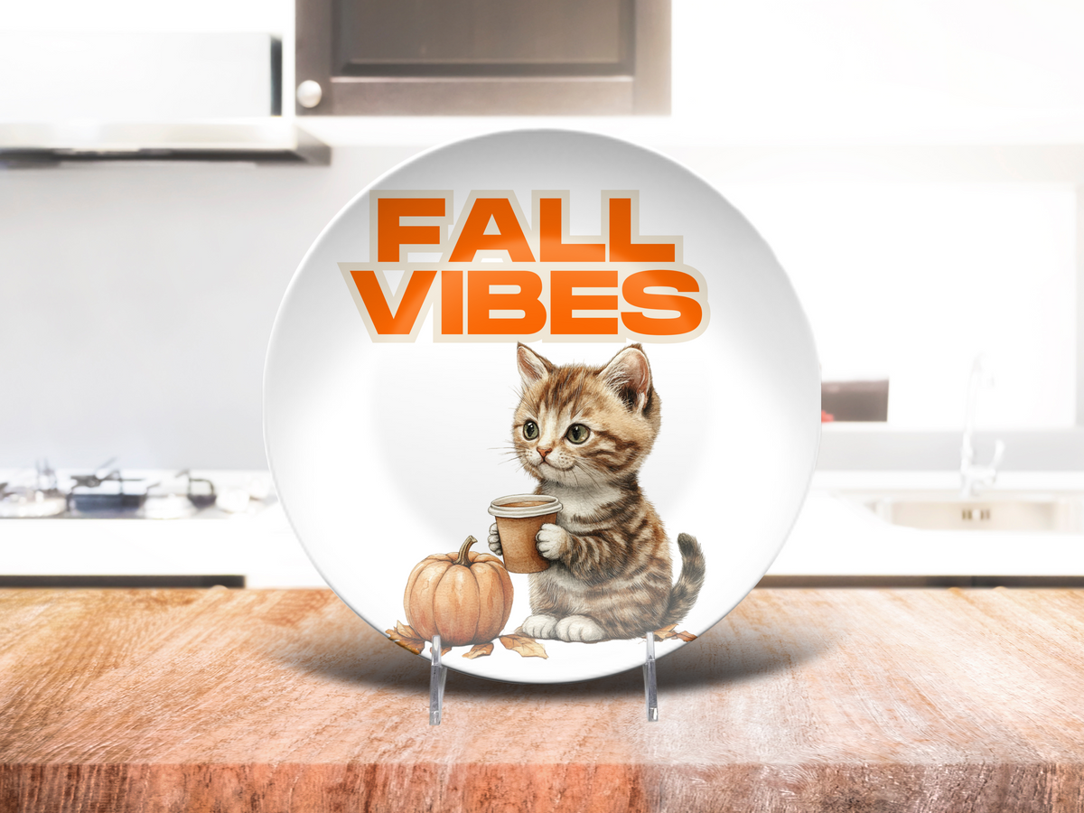 Fall Vibes Kitten 10" Plate