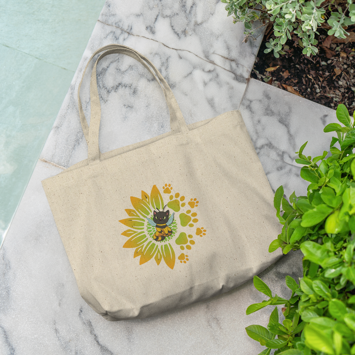 🐝 Bee Kind Black Cat Tote Bag
