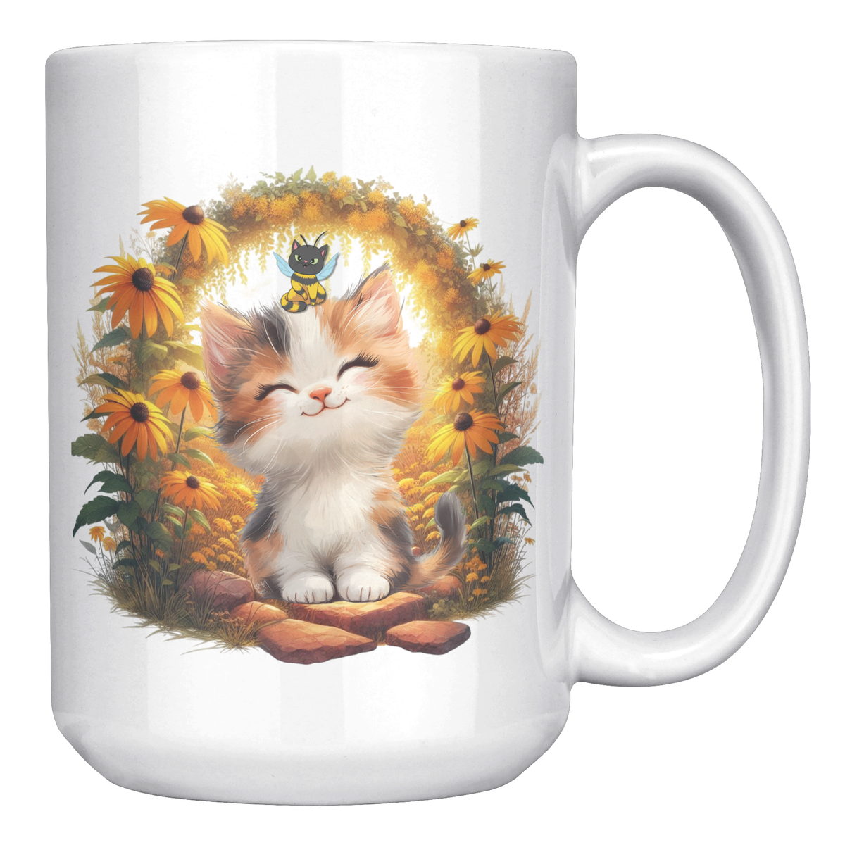 🌻 Sunshine Smiles Kitten Mug (15 oz)