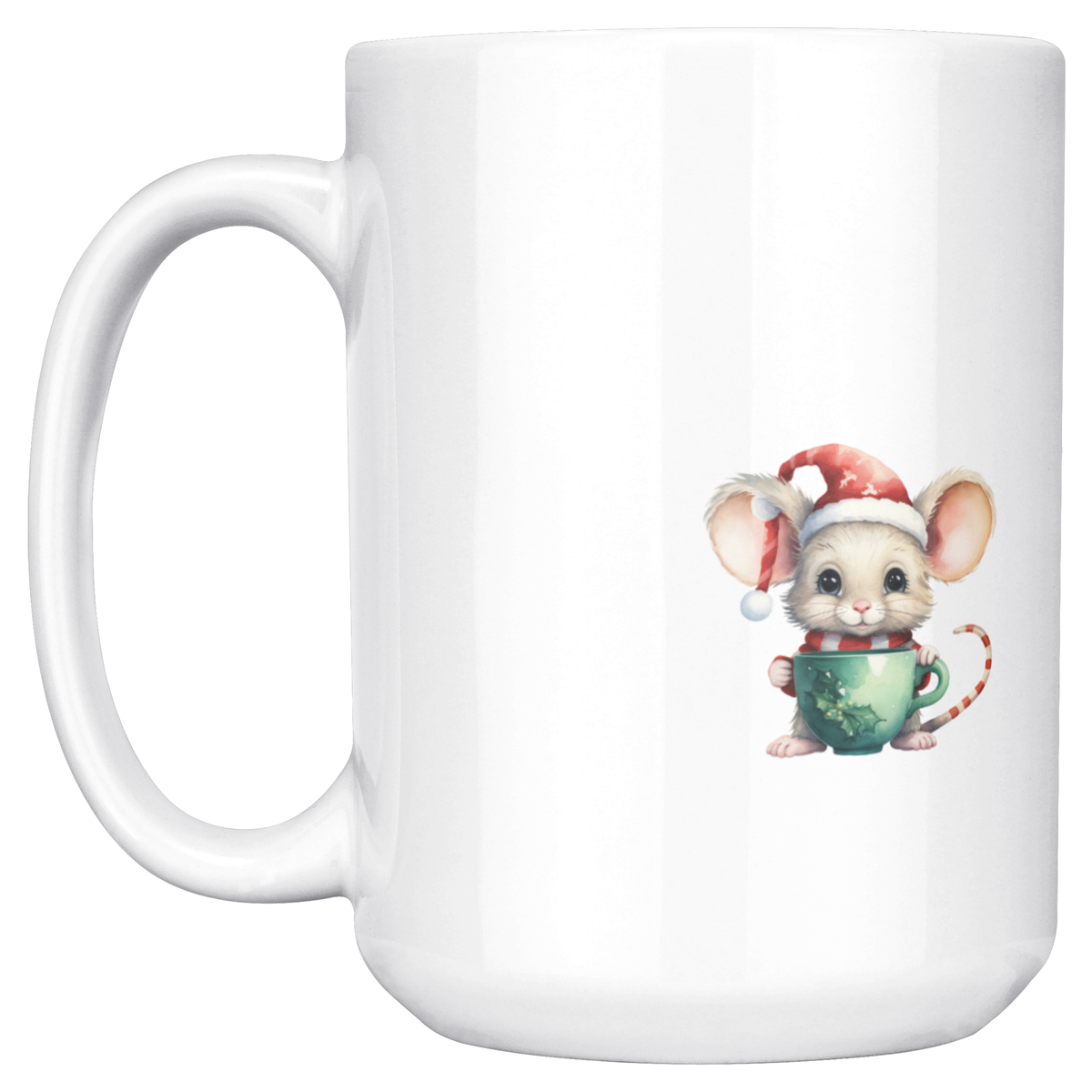 Funny Christmas Cat & Mouse 15oz White Mug