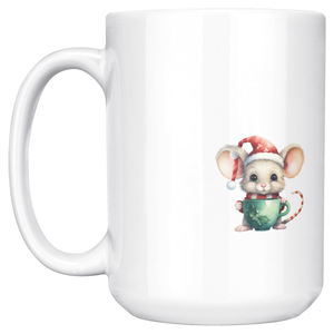 Funny Christmas Cat & Mouse 15oz White Mug