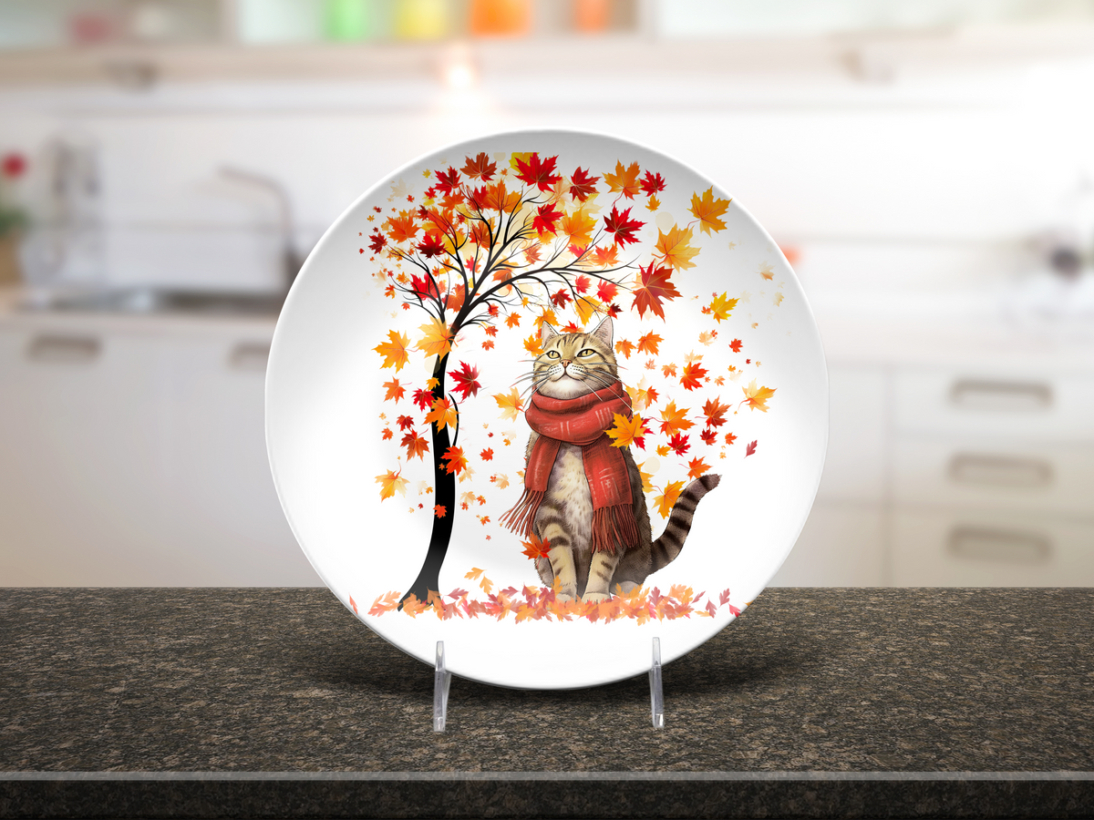 Autumn Leaves 10" Cat Plate