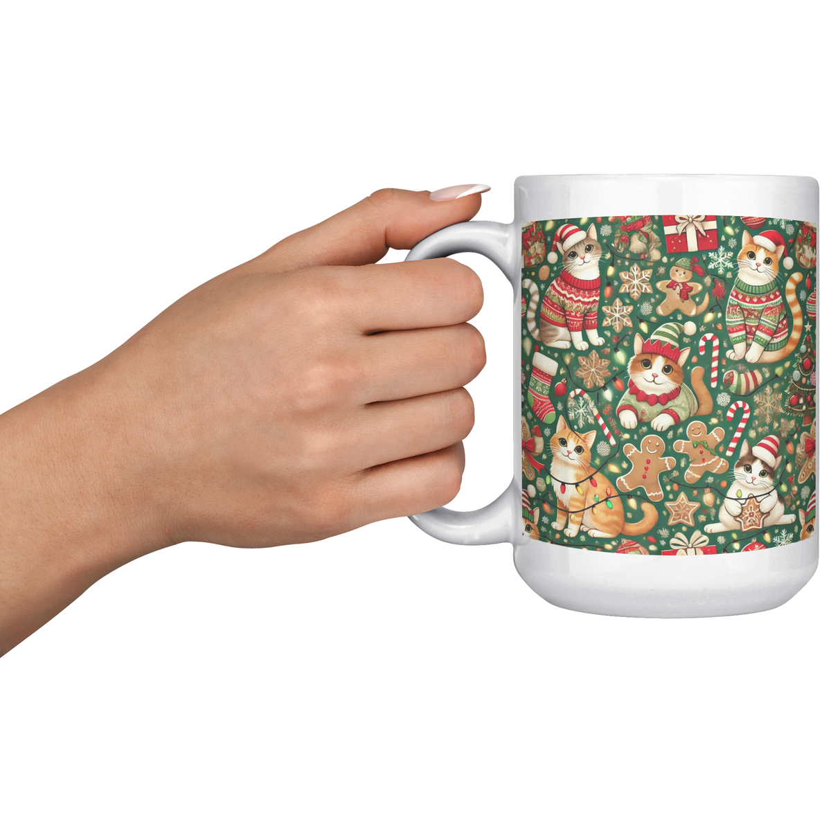 Cozy Cats Christmas Mug: Holiday Sweaters, Gingerbread, and Festive Fun