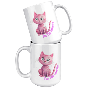 Adorable Pink Cat 'I'm the Favorite" 15 Oz White Mug