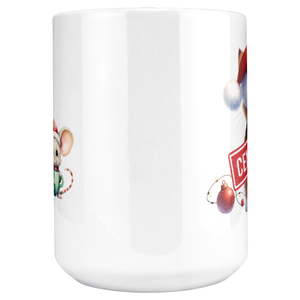 Funny Christmas Cat & Mouse 15oz White Mug