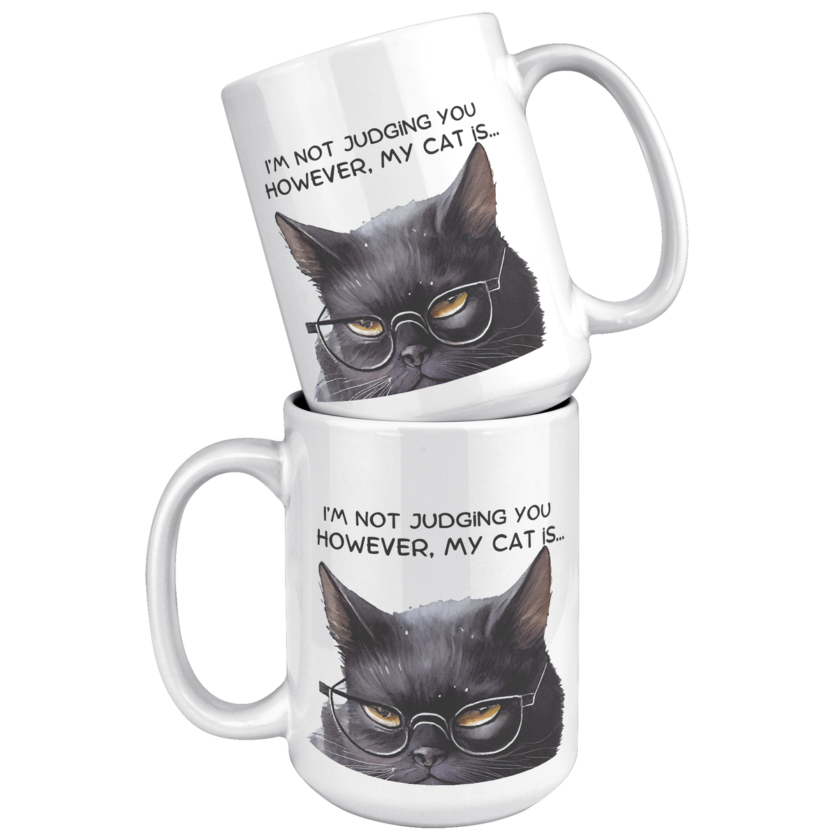 Funny Cranky Kitty No Judge 15 Oz White Mug