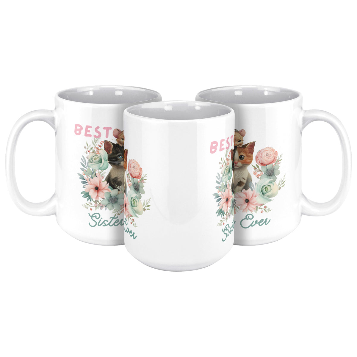 Best Sister Ever Cute Cat White Coffee Mug