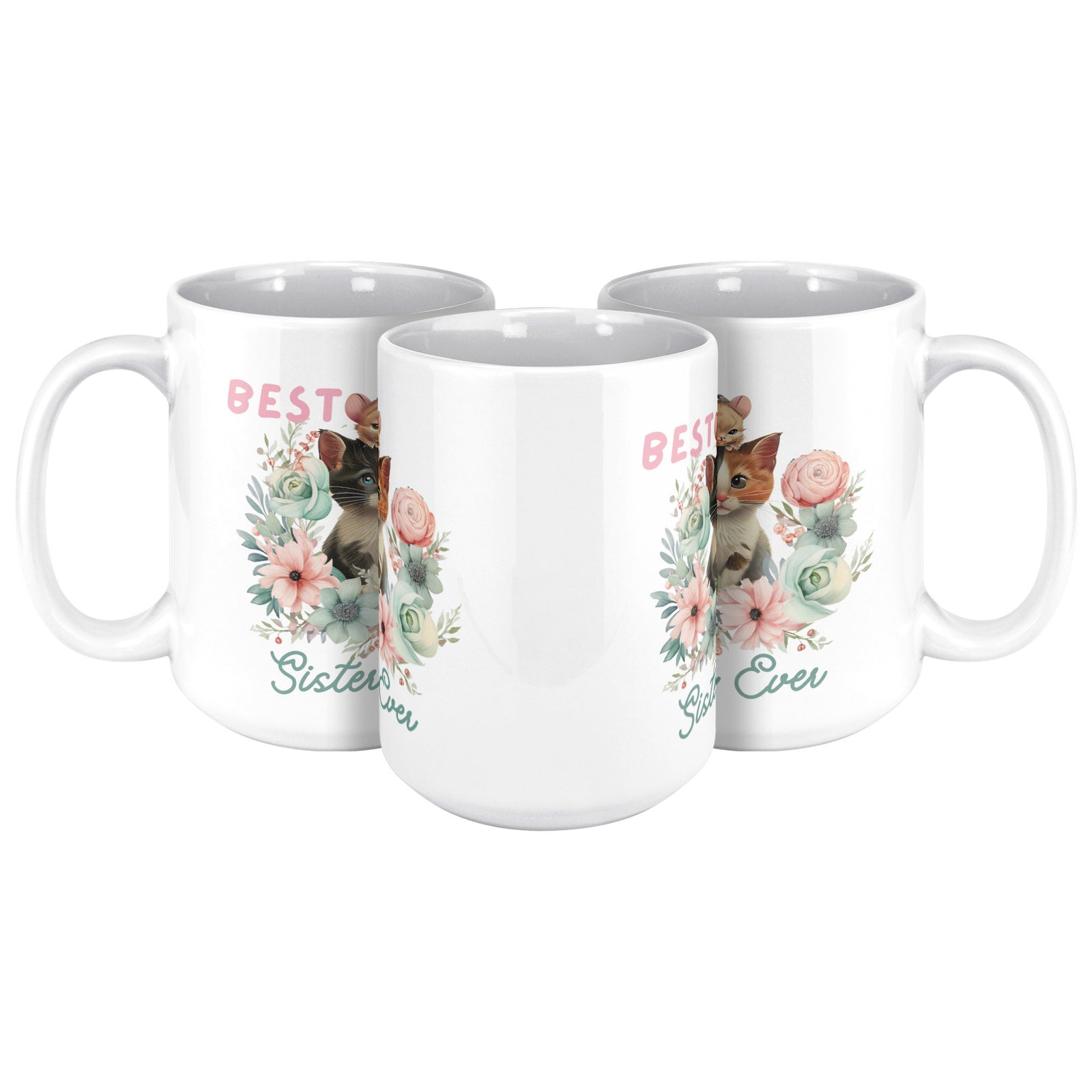 Best Sister Ever Cute Cat White Coffee Mug