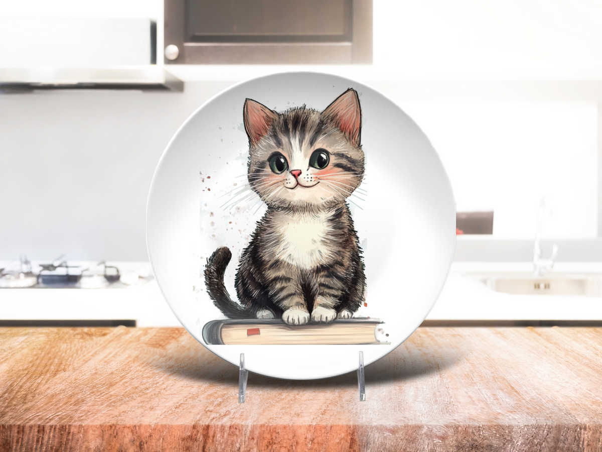 Bookish Kitten 10" Dinner Plate