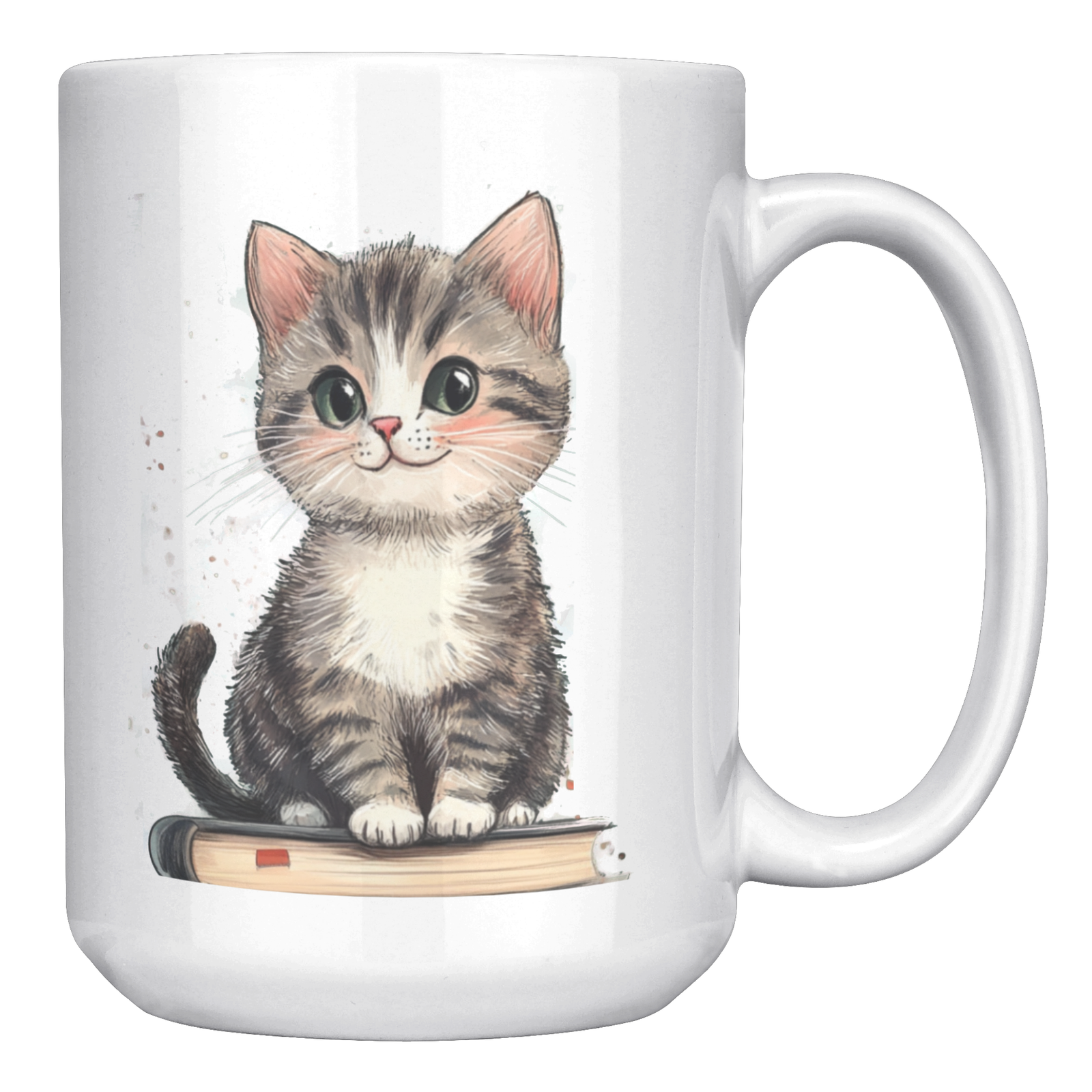 Bookish Kitten 15 oz White Mug