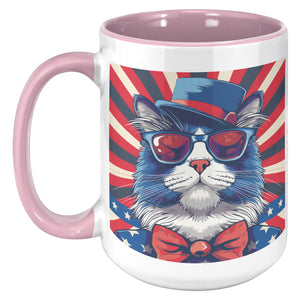 Cool Cat With Blues Hat 4th Of July Patriotic Accent Mug