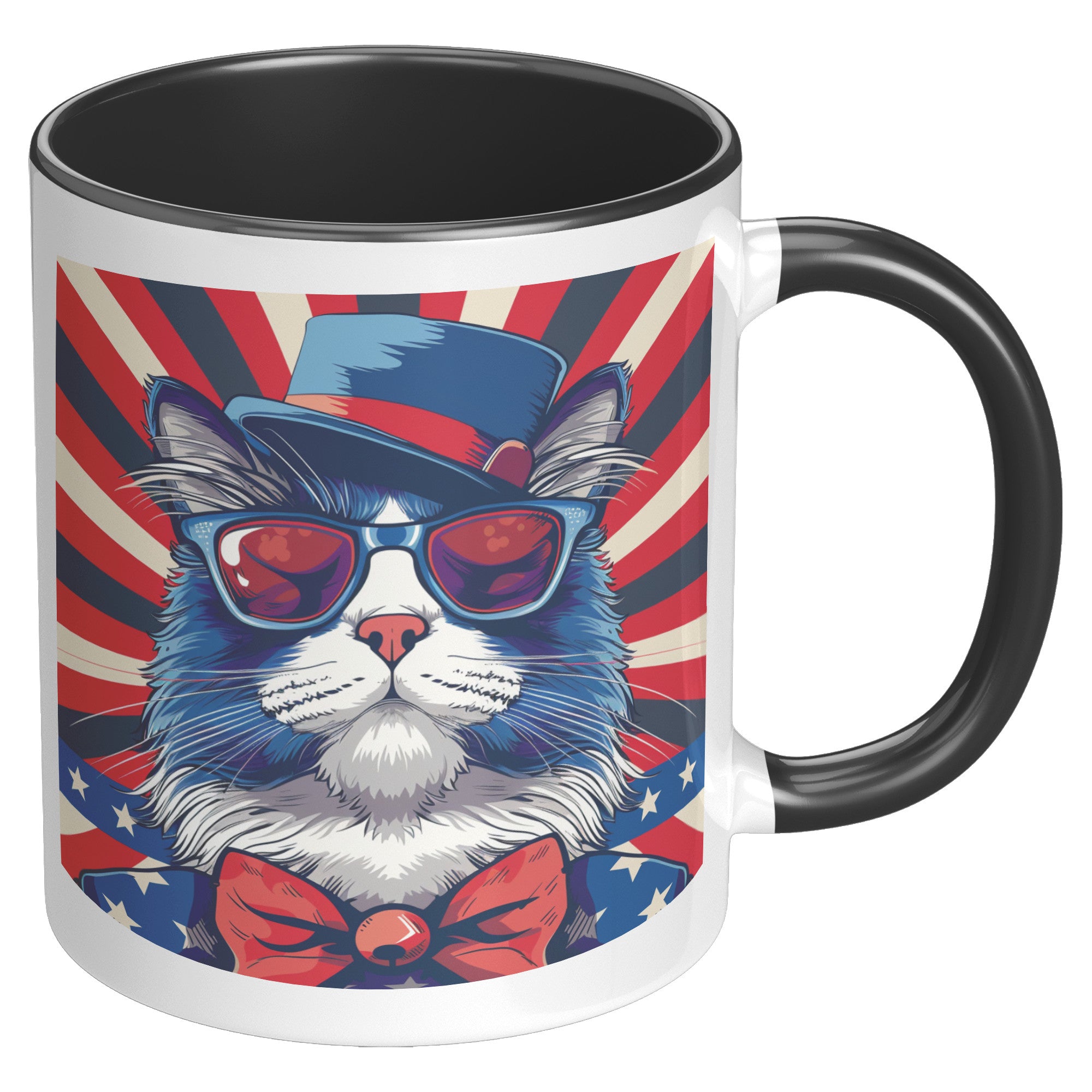 Cool Cat With Blues Hat 4th Of July Patriotic Accent Mug