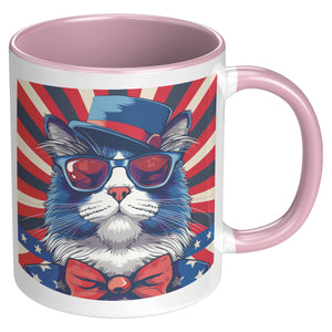 Cool Cat With Blues Hat 4th Of July Patriotic Accent Mug