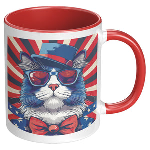 Cool Cat With Blues Hat 4th Of July Patriotic Accent Mug