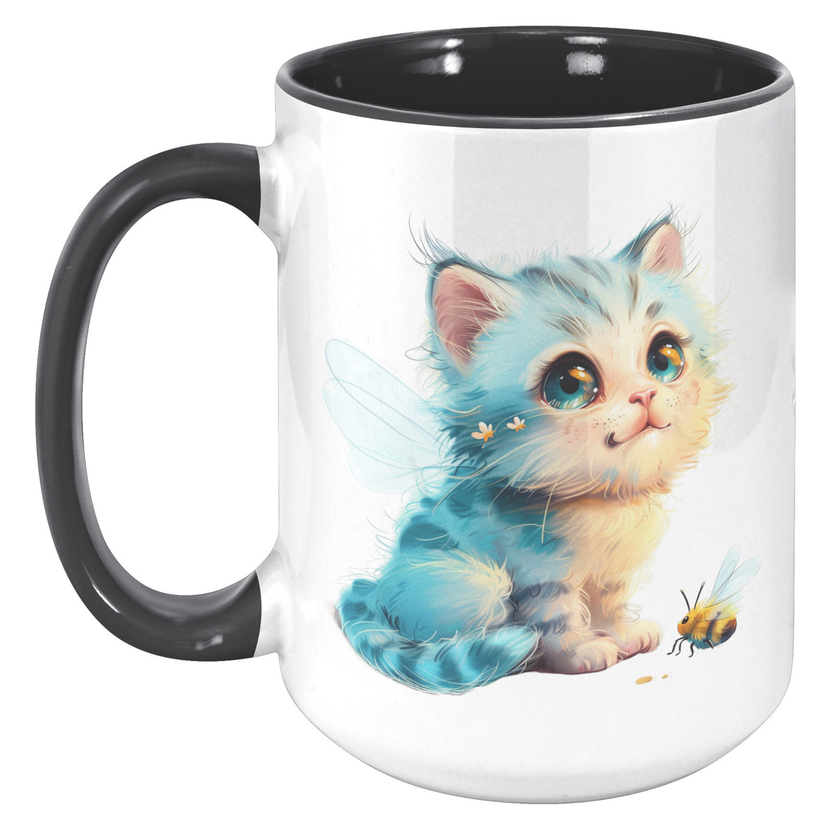 Cute Kitty With Bee Accent Mug