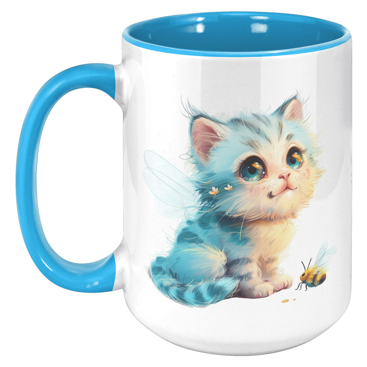 Cute Kitty With Bee Accent Mug