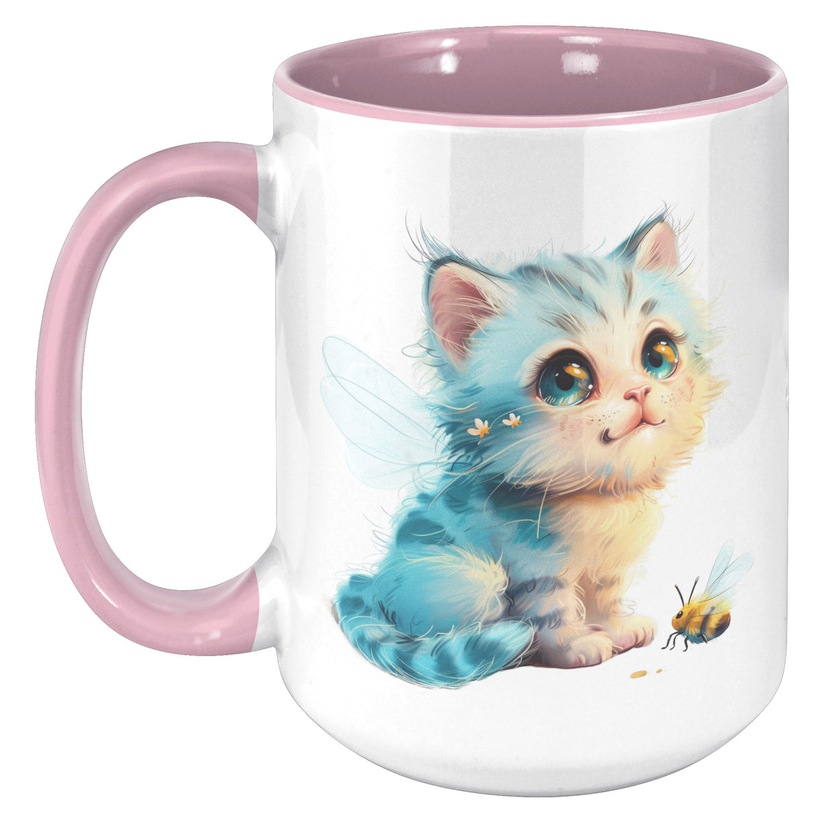 Cute Kitty With Bee Accent Mug